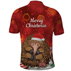 Australia Christmas In July Polo Shirt Echidna Santa Claus
