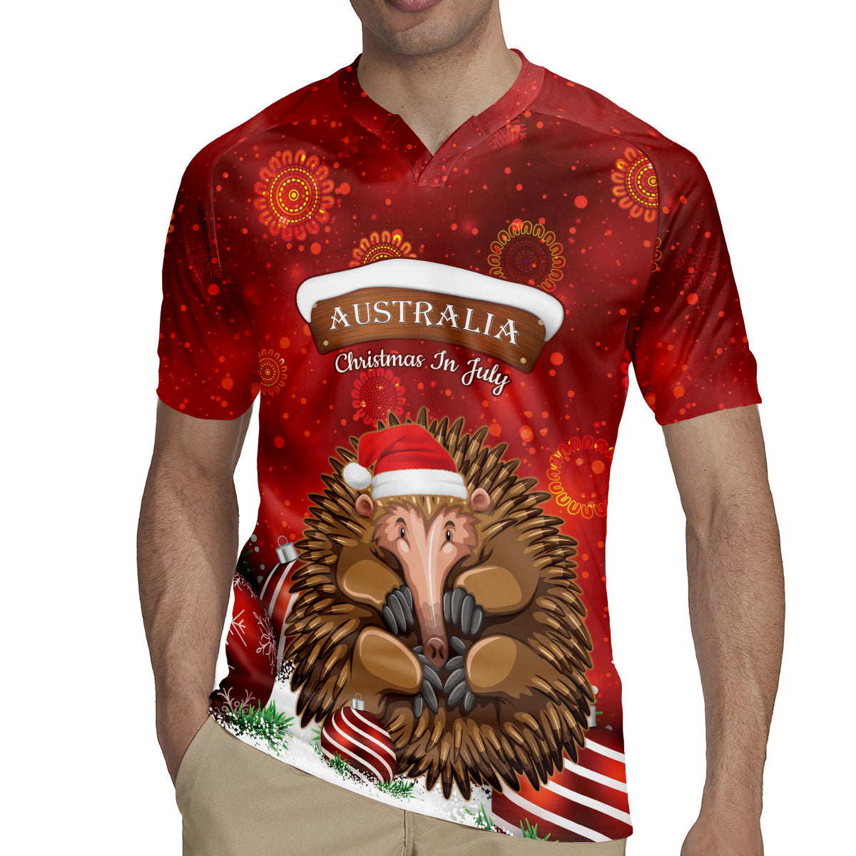 Australia Christmas In July Rugby Jersey Echidna Santa Claus