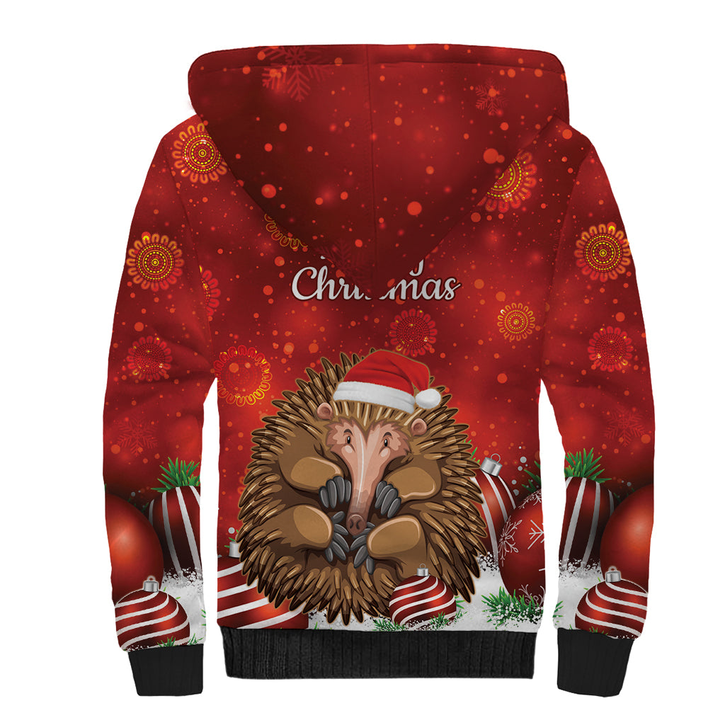 Australia Christmas In July Sherpa Hoodie Echidna Santa Claus