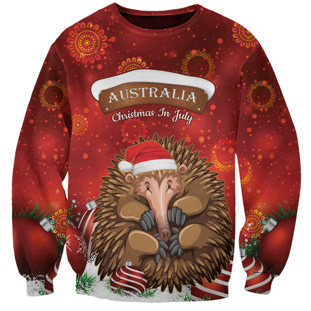 Australia Christmas In July Sweatshirt Echidna Santa Claus