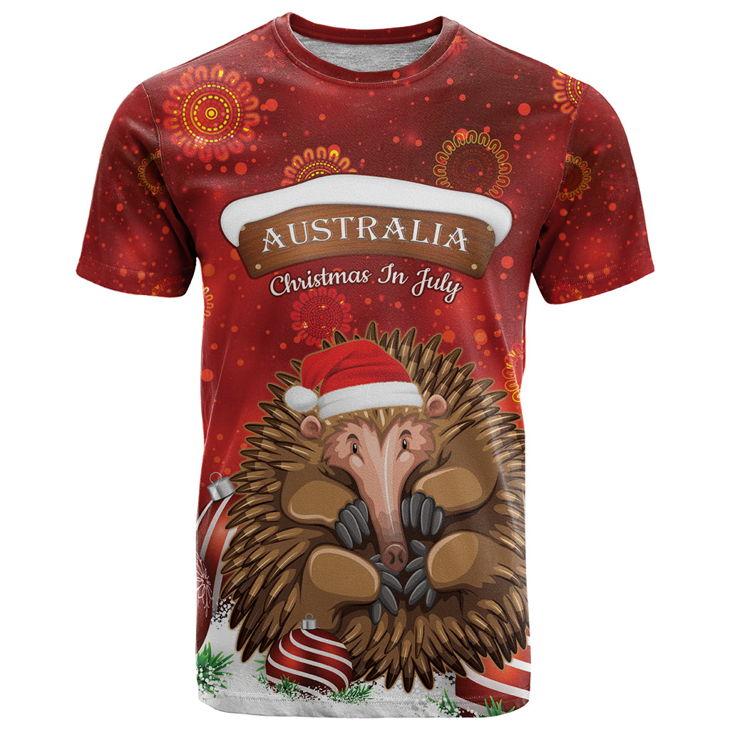 Australia Christmas In July T Shirt Echidna Santa Claus