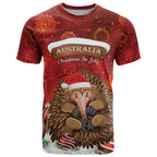 Australia Christmas In July T Shirt Echidna Santa Claus