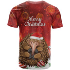 Australia Christmas In July T Shirt Echidna Santa Claus