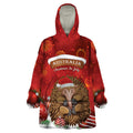 Australia Christmas In July Wearable Blanket Hoodie Echidna Santa Claus