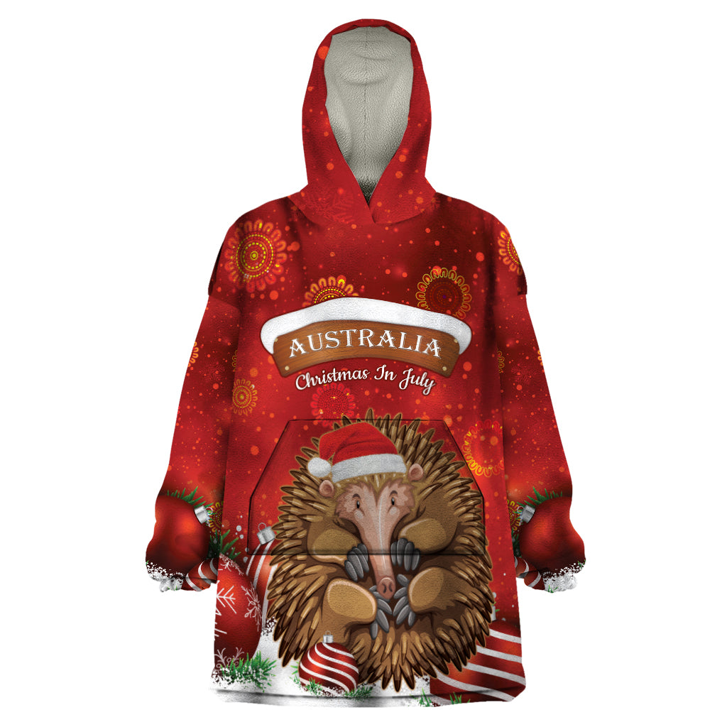 Australia Christmas In July Wearable Blanket Hoodie Echidna Santa Claus