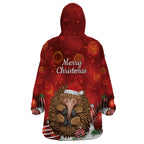 Australia Christmas In July Wearable Blanket Hoodie Echidna Santa Claus