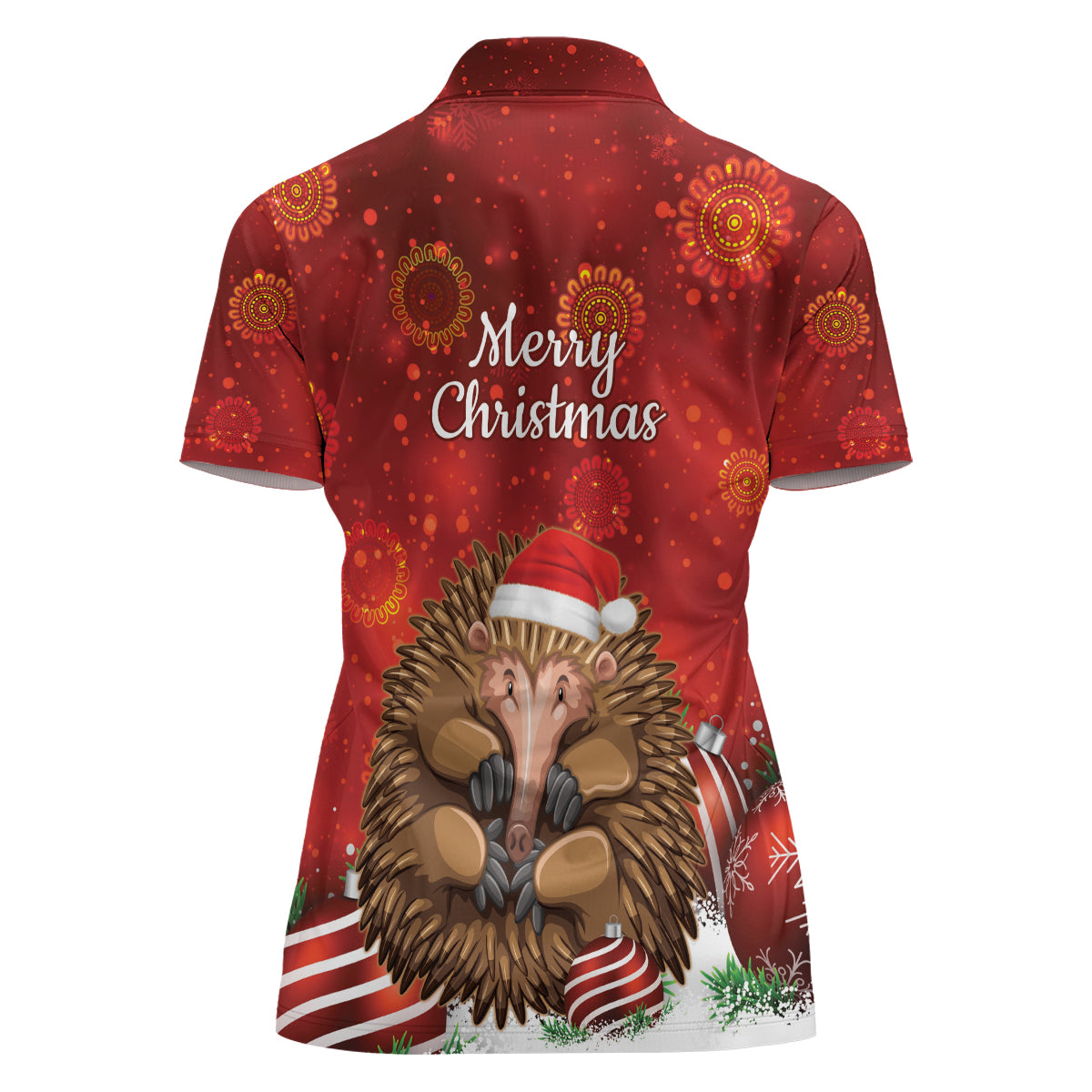 Australia Christmas In July Women Polo Shirt Echidna Santa Claus