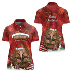Australia Christmas In July Women Polo Shirt Echidna Santa Claus