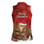 Australia Christmas In July Women Sleeveless Polo Shirt Echidna Santa Claus