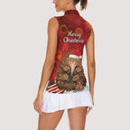 Australia Christmas In July Women Sleeveless Polo Shirt Echidna Santa Claus