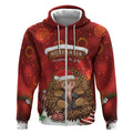 Australia Christmas In July Zip Hoodie Echidna Santa Claus