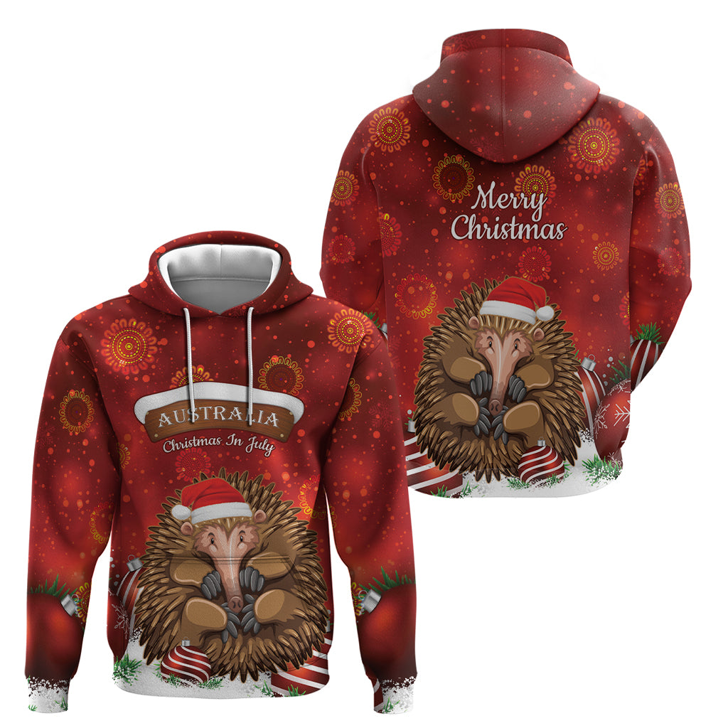 Australia Christmas In July Zip Hoodie Echidna Santa Claus