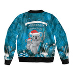 Australia Christmas In July Bomber Jacket Mommy and Baby Koala Santa - Blue