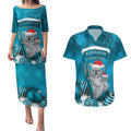 Australia Christmas In July Couples Matching Puletasi and Hawaiian Shirt Mommy and Baby Koala Santa - Blue