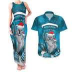 Australia Christmas In July Couples Matching Tank Maxi Dress and Hawaiian Shirt Mommy and Baby Koala Santa - Blue
