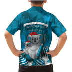 Australia Christmas In July Family Matching Mermaid Dress and Hawaiian Shirt Mommy and Baby Koala Santa - Blue