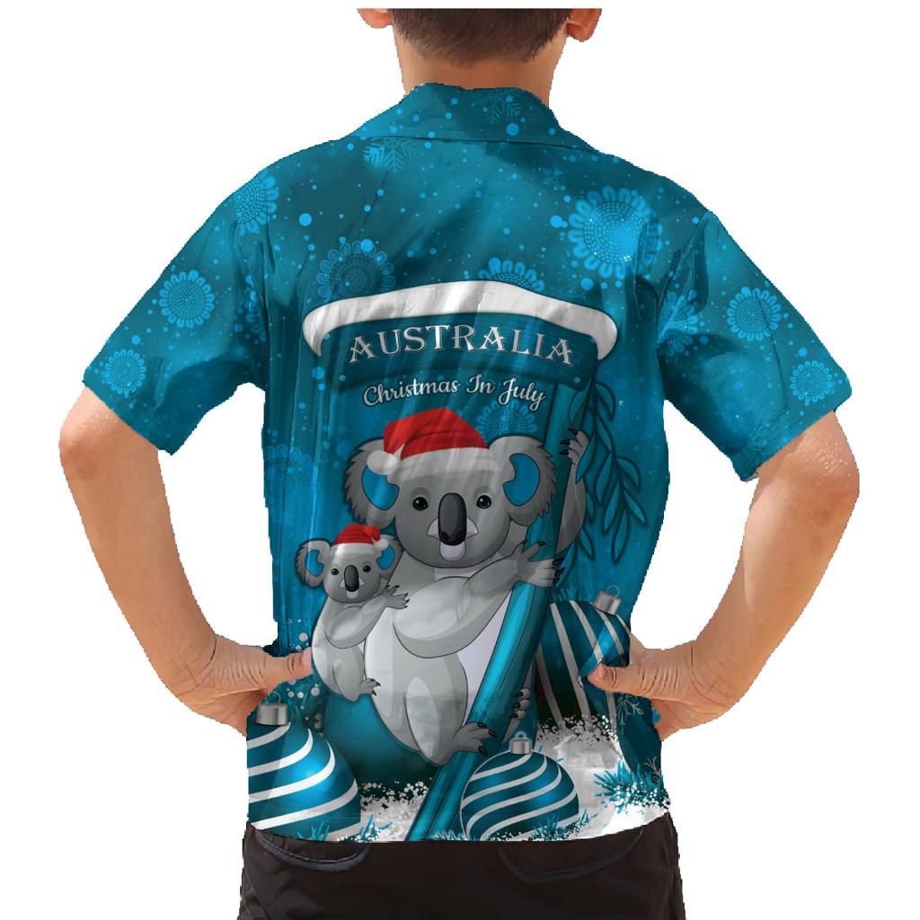 Australia Christmas In July Family Matching Mermaid Dress and Hawaiian Shirt Mommy and Baby Koala Santa - Blue