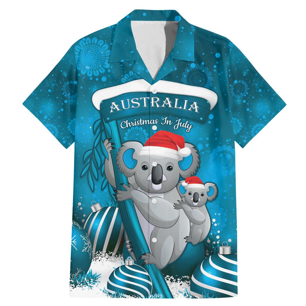 Australia Christmas In July Family Matching Mermaid Dress and Hawaiian Shirt Mommy and Baby Koala Santa - Blue
