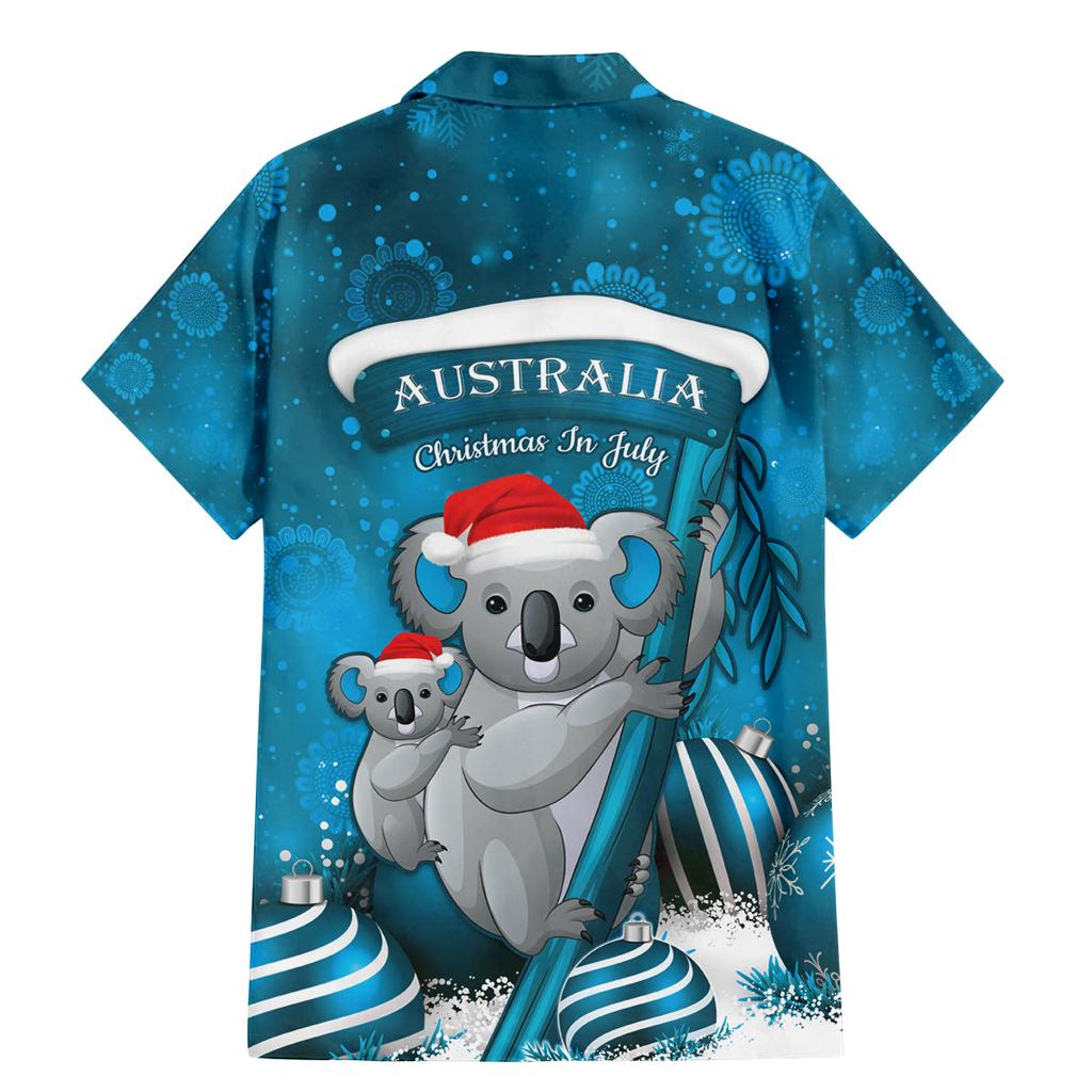 Australia Christmas In July Family Matching Mermaid Dress and Hawaiian Shirt Mommy and Baby Koala Santa - Blue