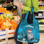 Australia Christmas In July Grocery Bag Mommy and Baby Koala Santa - Blue