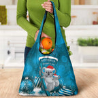 Australia Christmas In July Grocery Bag Mommy and Baby Koala Santa - Blue