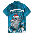 Australia Christmas In July Hawaiian Shirt Mommy and Baby Koala Santa - Blue