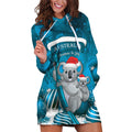 Australia Christmas In July Hoodie Dress Mommy and Baby Koala Santa - Blue