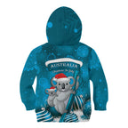 Australia Christmas In July Kid Hoodie Mommy and Baby Koala Santa - Blue