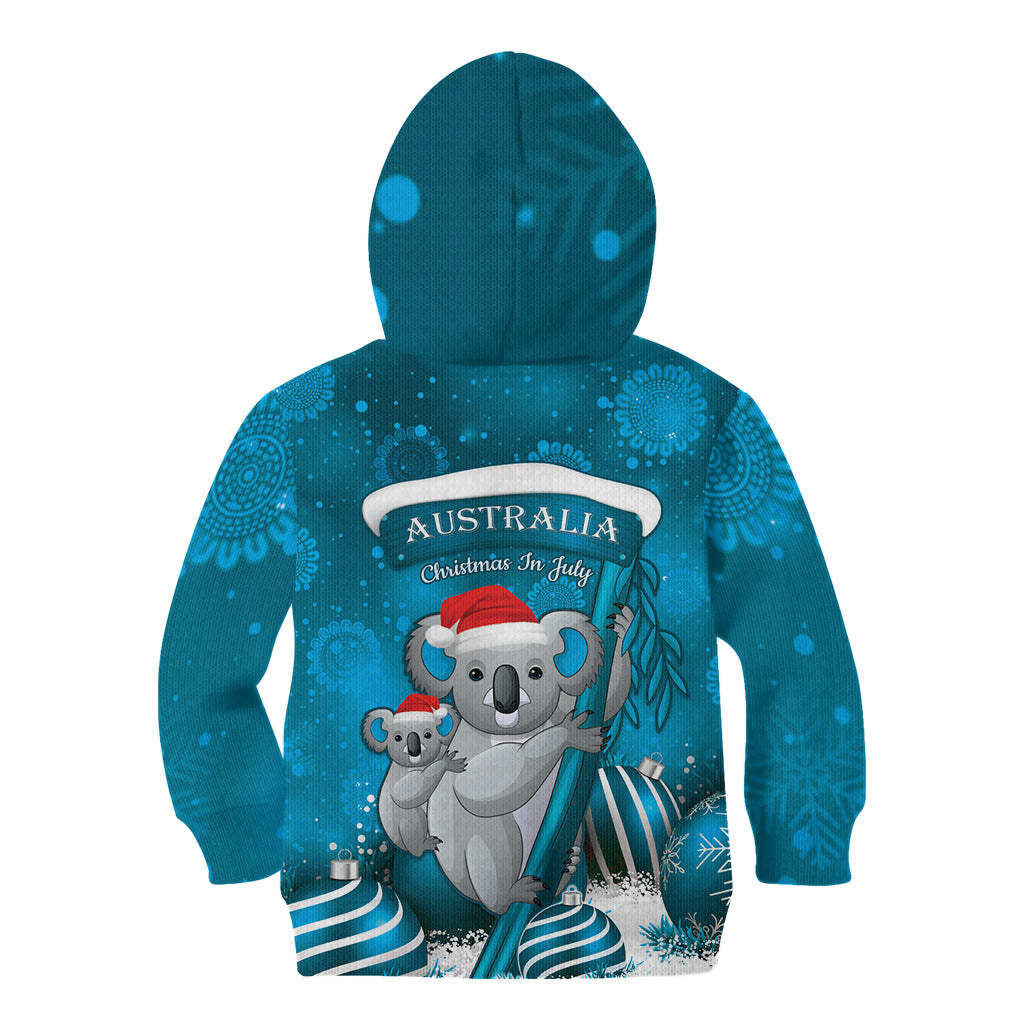 Australia Christmas In July Kid Hoodie Mommy and Baby Koala Santa - Blue