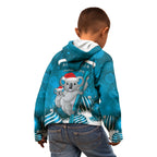 Australia Christmas In July Kid Hoodie Mommy and Baby Koala Santa - Blue