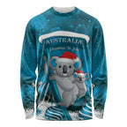 Australia Christmas In July Long Sleeve Shirt Mommy and Baby Koala Santa - Blue