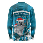Australia Christmas In July Long Sleeve Shirt Mommy and Baby Koala Santa - Blue