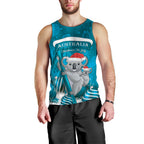 Australia Christmas In July Men Tank Top Mommy and Baby Koala Santa - Blue