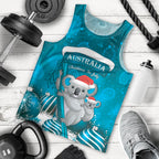 Australia Christmas In July Men Tank Top Mommy and Baby Koala Santa - Blue