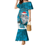 Australia Christmas In July Mermaid Dress Mommy and Baby Koala Santa - Blue