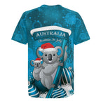Australia Christmas In July Rugby Jersey Mommy and Baby Koala Santa - Blue