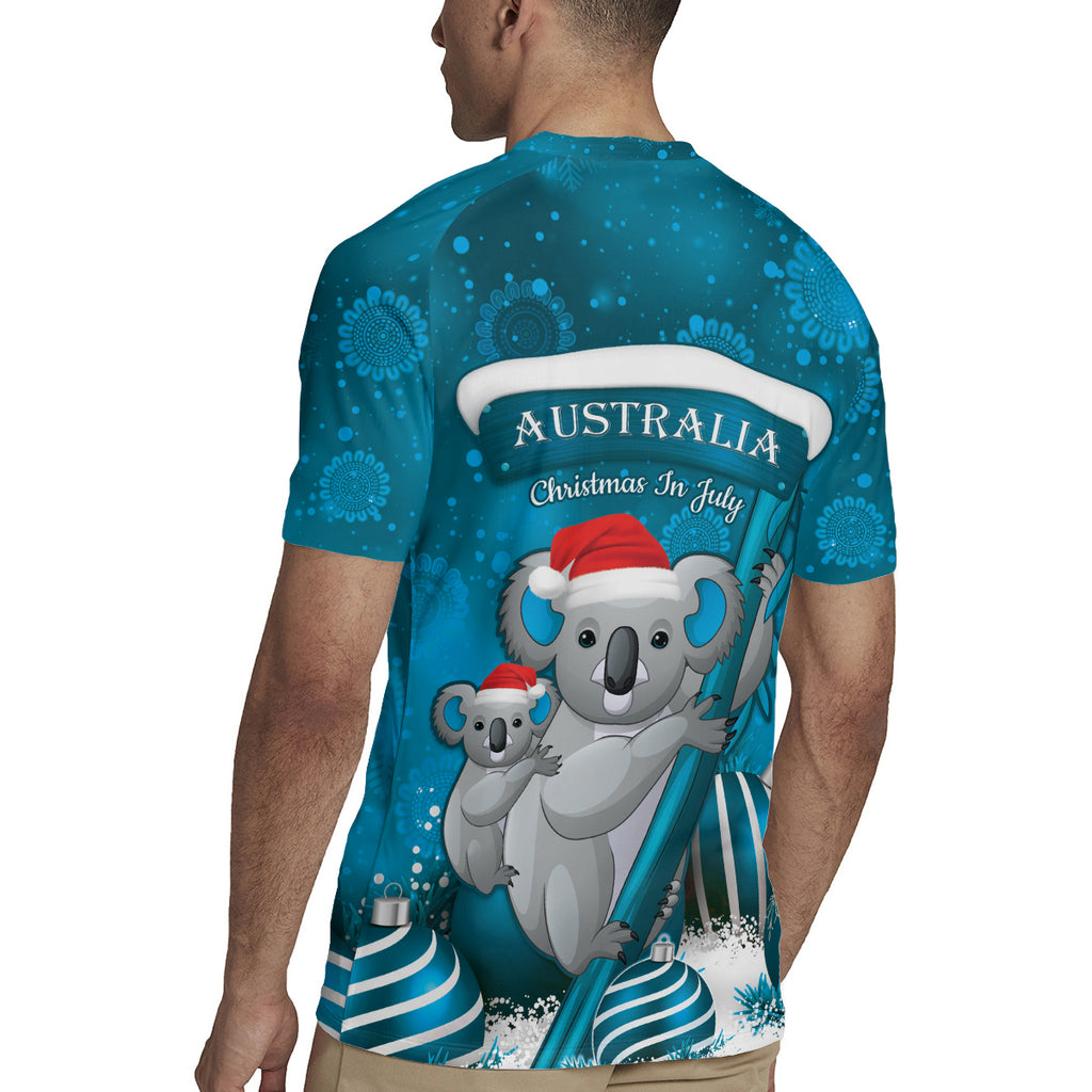 Australia Christmas In July Rugby Jersey Mommy and Baby Koala Santa - Blue