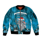 Australia Christmas In July Sleeve Zip Bomber Jacket Mommy and Baby Koala Santa - Blue