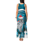 Australia Christmas In July Tank Maxi Dress Mommy and Baby Koala Santa - Blue