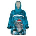 Australia Christmas In July Wearable Blanket Hoodie Mommy and Baby Koala Santa - Blue