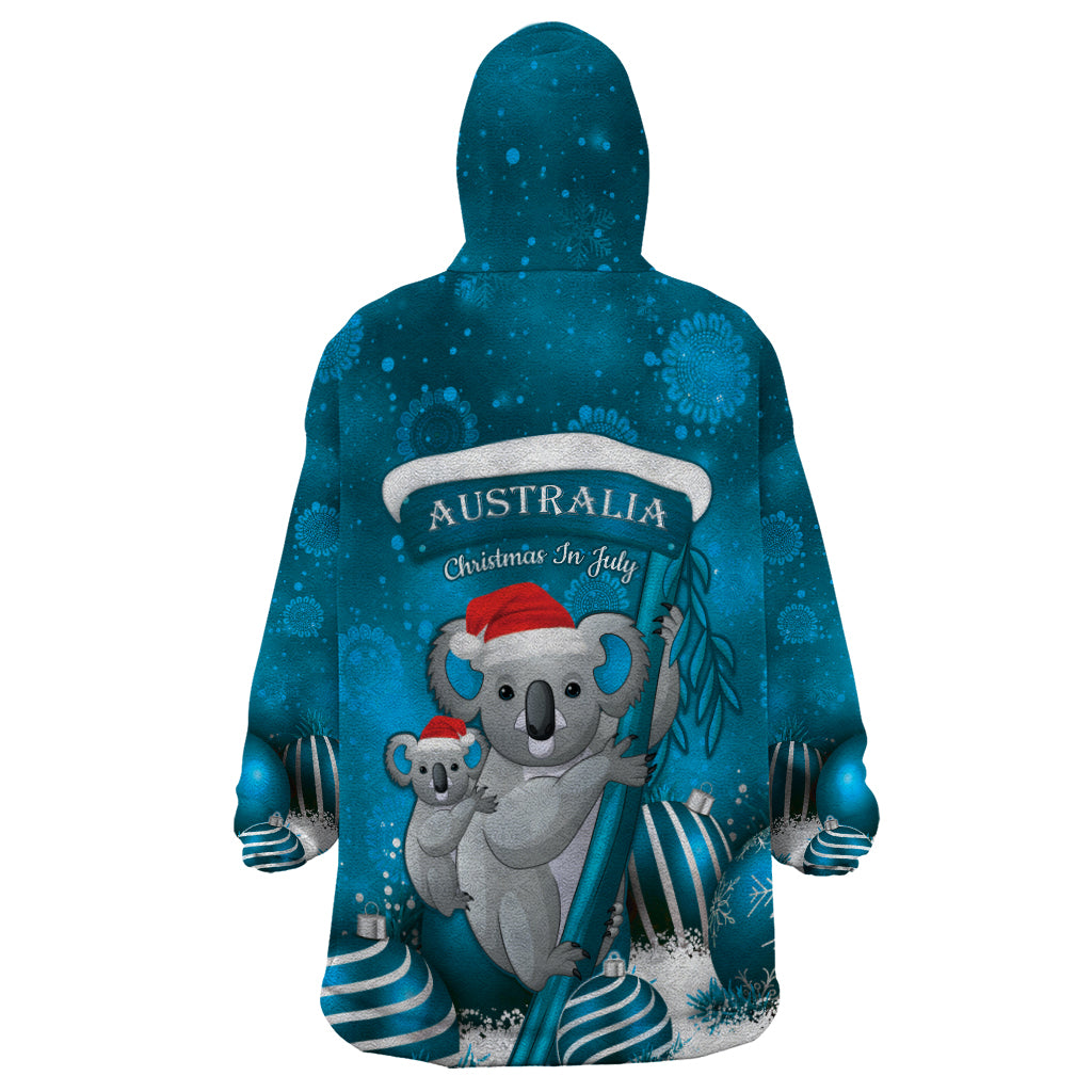 Australia Christmas In July Wearable Blanket Hoodie Mommy and Baby Koala Santa - Blue