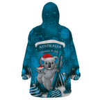 Australia Christmas In July Wearable Blanket Hoodie Mommy and Baby Koala Santa - Blue