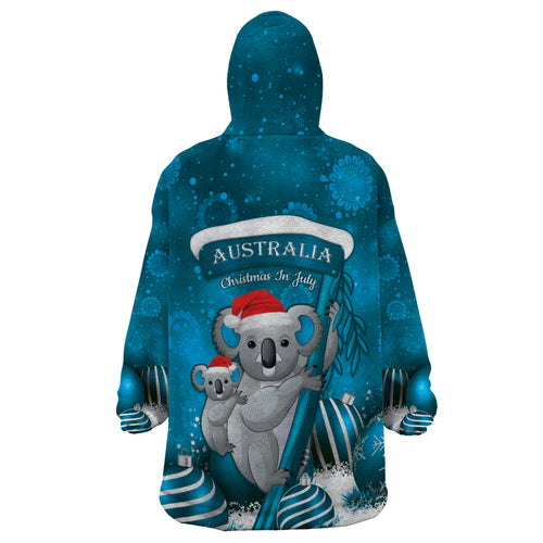 Australia Christmas In July Wearable Blanket Hoodie Mommy and Baby Koala Santa - Blue