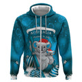 Australia Christmas In July Zip Hoodie Mommy and Baby Koala Santa - Blue