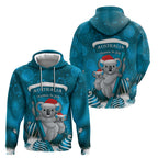 Australia Christmas In July Zip Hoodie Mommy and Baby Koala Santa - Blue