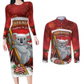 Australia Koala Couples Matching Long Sleeve Bodycon Dress and Long Sleeve Button Shirt Christmas In July - Red