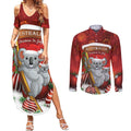 Australia Koala Couples Matching Summer Maxi Dress and Long Sleeve Button Shirt Christmas In July - Red