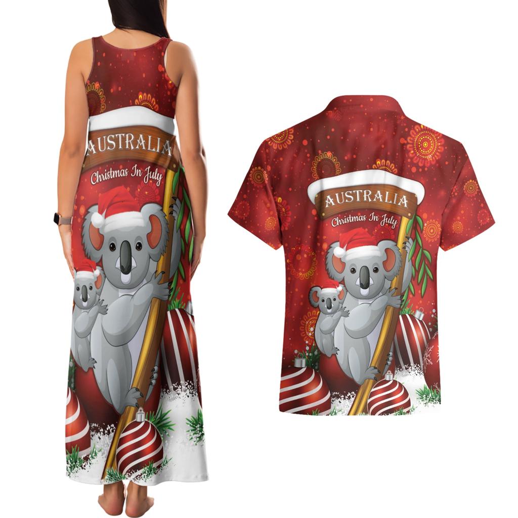 Australia Koala Couples Matching Tank Maxi Dress and Hawaiian Shirt Christmas In July - Red