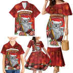 Australia Koala Family Matching Mermaid Dress and Hawaiian Shirt Christmas In July - Red