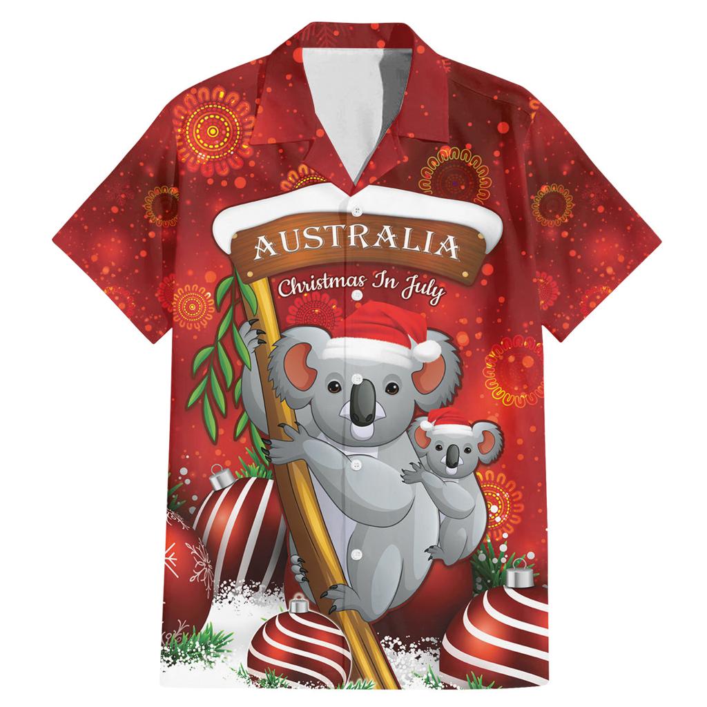 Australia Koala Family Matching Mermaid Dress and Hawaiian Shirt Christmas In July - Red